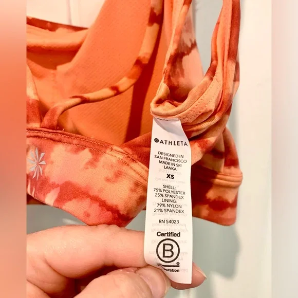 Athleta NWT Exhale Printed Sports Bra A-C Cup Tahiti Island Coral Strappy Sz Xs - Picture 9 of 10